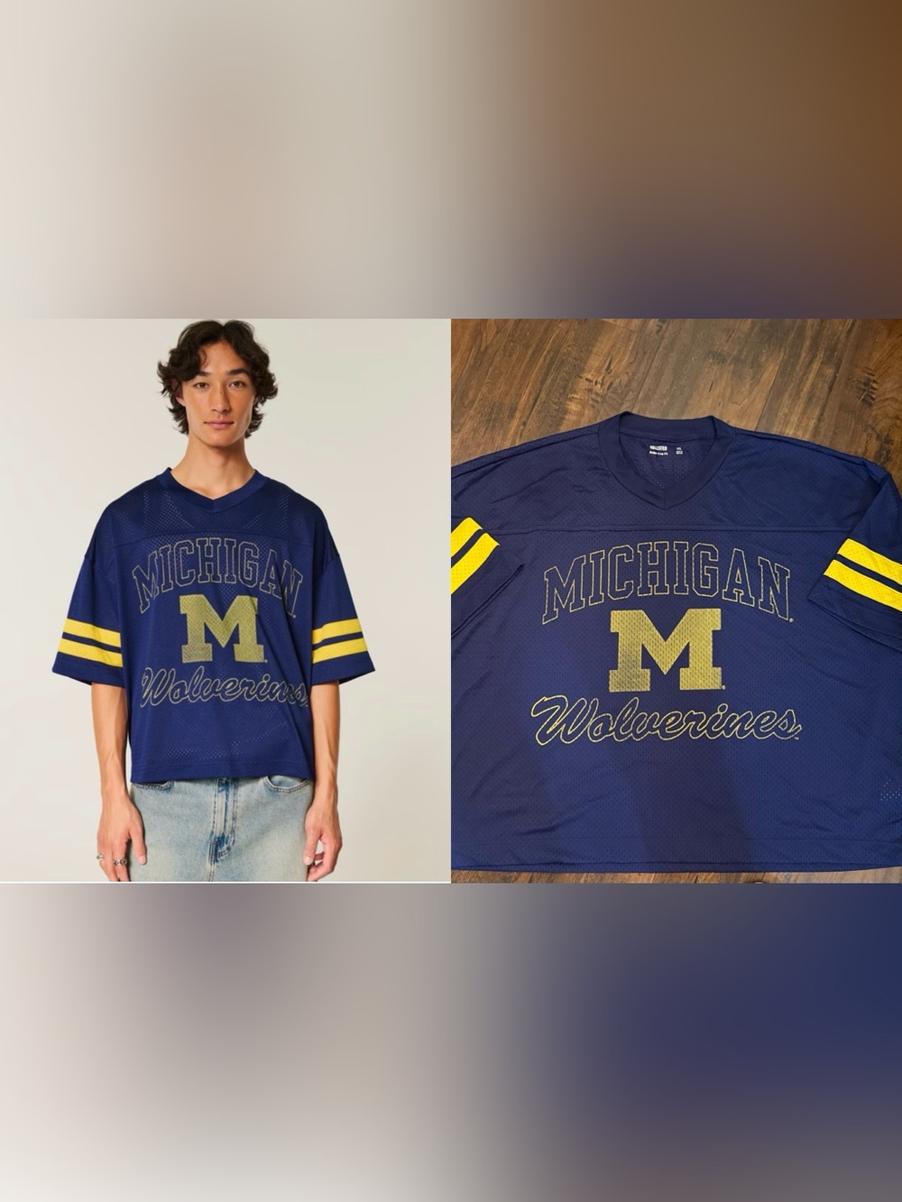 Hollister Michigan Wolverines Cropped Mesh Football Jersey XXL